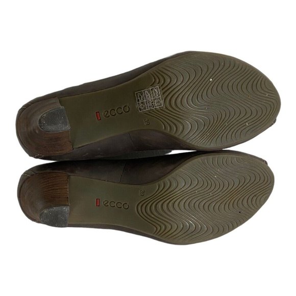 Ecco Womens Brown Leather Peep Toe Heel Pumps Comfort EU 39 Comfort Shoe - Picture 10 of 12